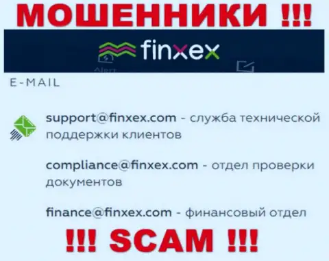 В разделе контактной информации мошенников Finxex, представлен вот этот e-mail для обратной связи с ними