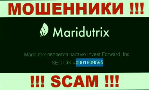 Регистрационный номер Maridutrix Com, который представлен мошенниками на их интернет-сервисе: 0001609595