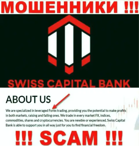 ФОРЕКС - в данном направлении предоставляют свои услуги internet мошенники Swiss Capital Bank
