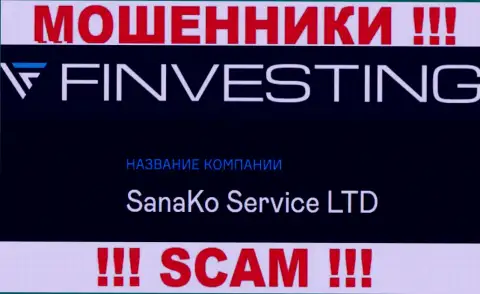 На официальном сайте Finvestings Com сообщается, что юридическое лицо организации - SanaKo Service Ltd