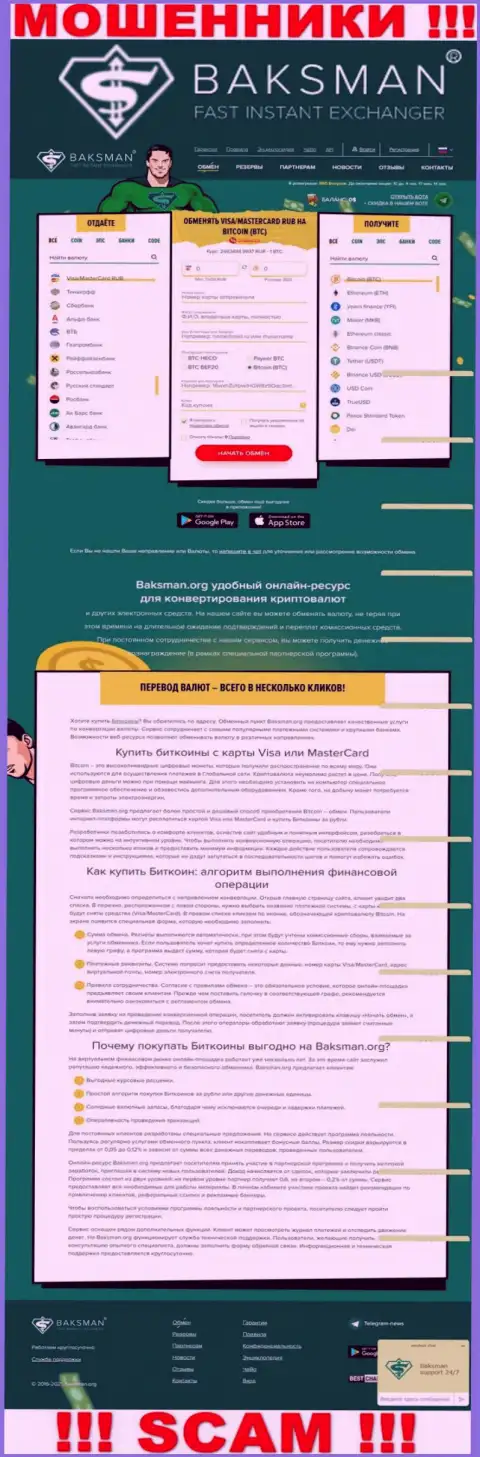 Вид официального веб-портала жульнической конторы BaksMan Org