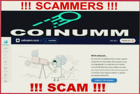 There is no information about Coinumm Com scammers on similarweb