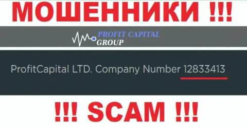 Номер регистрации ProfitCapital Ltd, который представлен шулерами на их сайте: 12833413