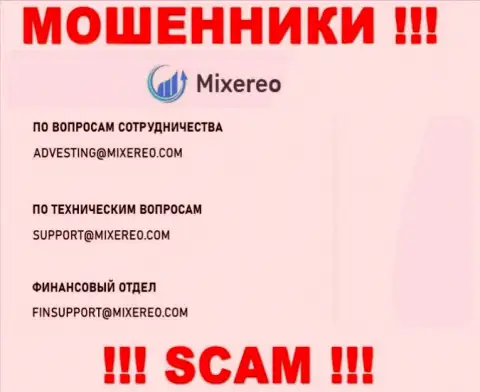 На адрес электронной почты Mixereo Com писать письма крайне опасно - это наглые интернет-мошенники !!!