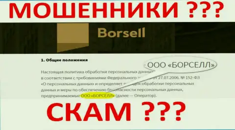 ООО БОРСЕЛЛ это компания, которая управляет internet-мошенниками Borsell