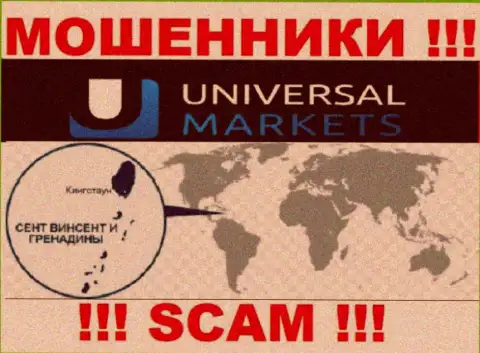 Контора Universal Markets имеет регистрацию очень далеко от слитых ими клиентов на территории St. Vincent and Grenadines