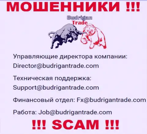 Не пишите сообщение на адрес электронной почты BudriganTrade - это интернет шулера, которые воруют вложенные денежные средства людей