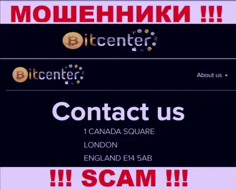 Официальный адрес конторы BitCenter Co Uk ложный - иметь дело с ней очень рискованно