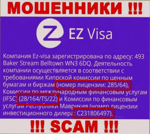 Невзирая на приведенную на сайте компании лицензию, EZ Visa доверять им очень опасно - надувают
