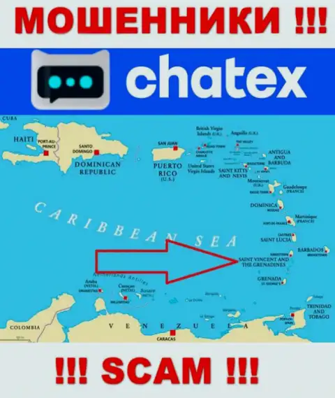 Не верьте internet разводилам Chatex, поскольку они разместились в офшоре: Сент-Винсент и Гренадины