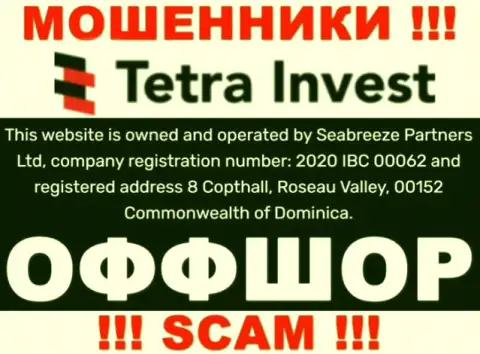 На сайте ворюг Тетра Инвест написано, что они расположены в офшорной зоне - 8 Copthall, Roseau Valley, 00152 Commonwealth of Dominica, будьте очень внимательны
