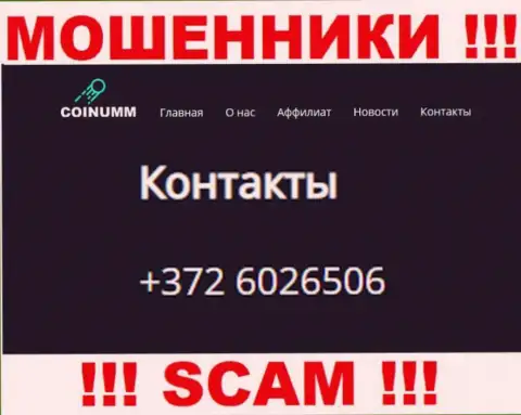 Номер телефона компании Коинумм, который показан на сайте мошенников